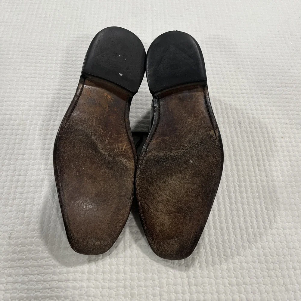 Allen Edmonds Mens Evanston Black 9.5 D Leather Cap Toe Brogue Oxford Dress Shoe